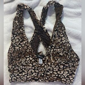 Urban Outfitters Brown and Cream Leopard Going Out Crop Top
